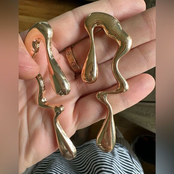 Zara Gold Abstract Earrings - Picture 5 of 6